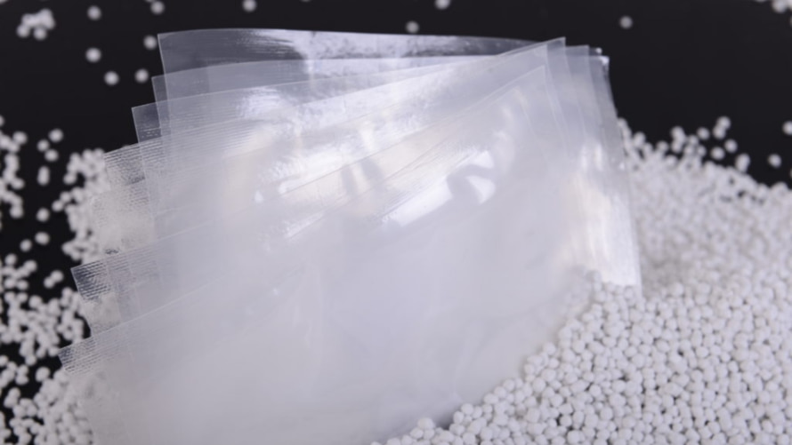 Calcium carbonate is used in plastic film production.