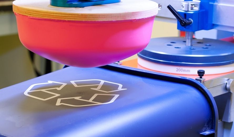 Pad printing uses a silicone pad to transfer ink for precise application and excellent detail on promotional items and small parts