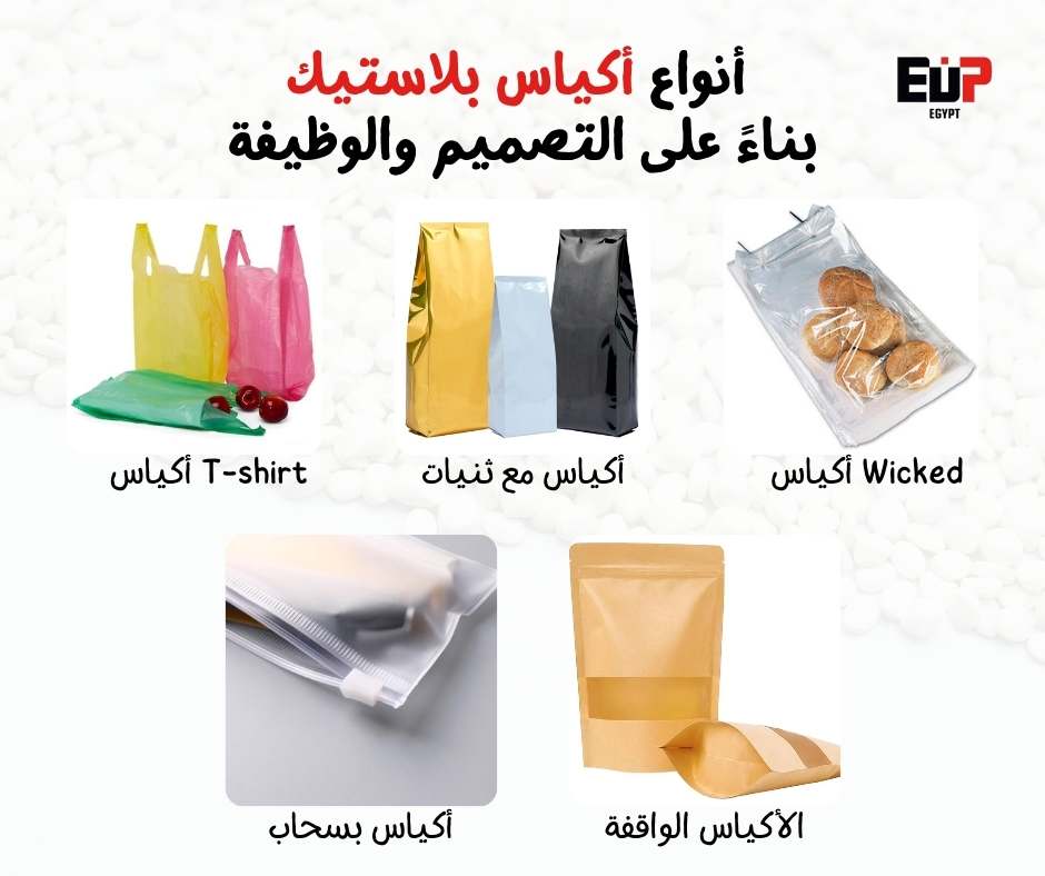 أنواع أكياس بلاستيك بناءً على التصميم والوظيفة
