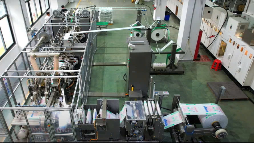 Plastic cement bag production line