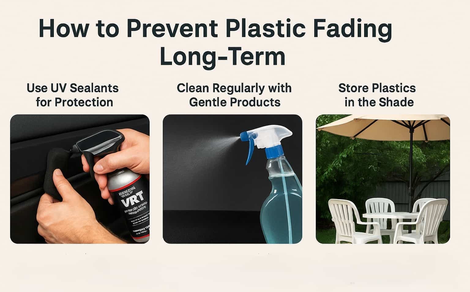Simple ways to prevent plastic fading UV sealant, gentle cleaning, and shaded storage